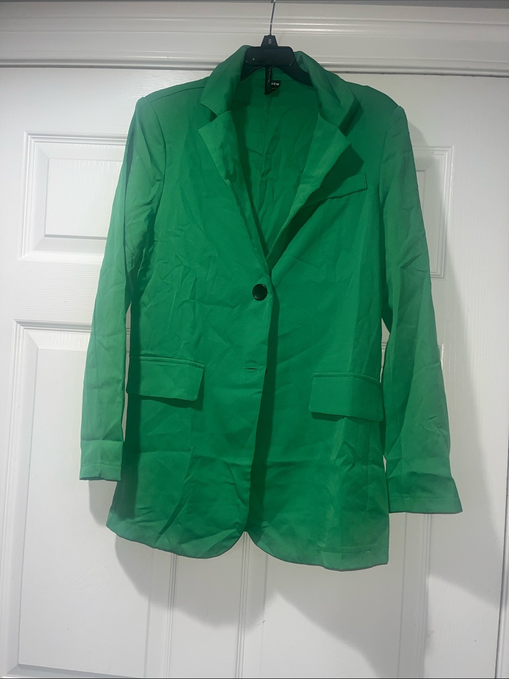 SHEIN Green Single-Button Blazer